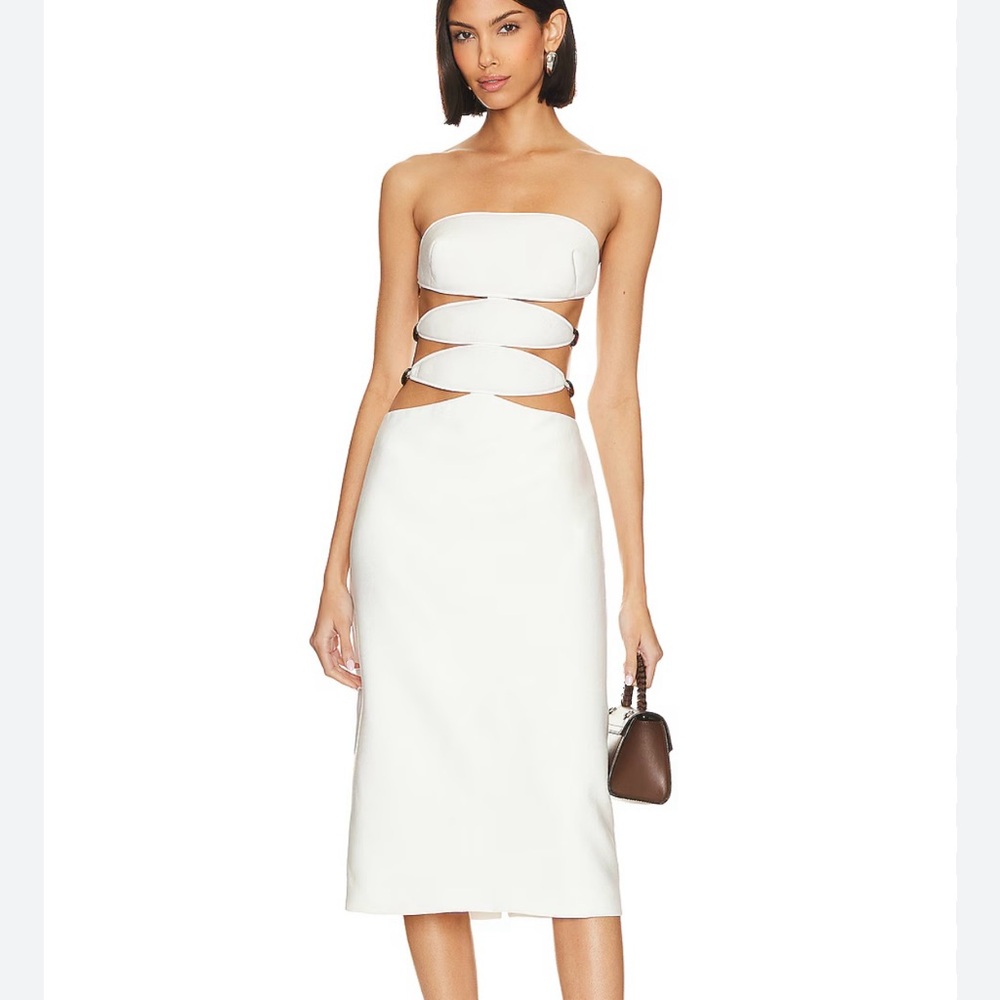 Elegant White Strapless Cutout Dress